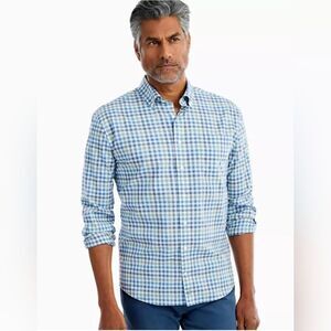 Johnnie-o Caiden Hangin' Mens Size L Out Button Down Shirt In Wake